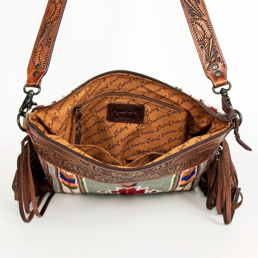 American Darling Signature Crossbody Hand Tooled Saddle Blanket Genuine Leather Women Bag Western Handbag Purse