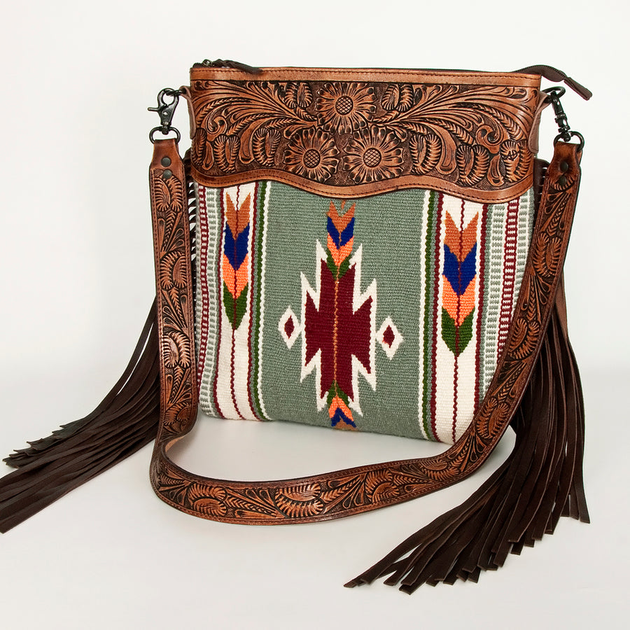 American Darling Signature Crossbody Hand Tooled Saddle Blanket Genuine Leather Women Bag Western Handbag Purse - Uhorse