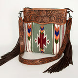 American Darling ADBGZ670 Signature Crossbody Hand Tooled Saddle Blanket Genuine Leather Women Bag Western Handbag Purse