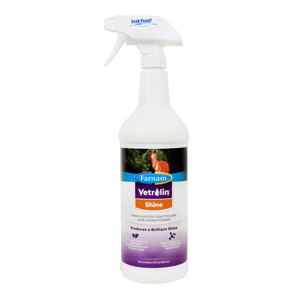 Farnam Horse Vetrolin Shine Ready To Use Spray Coat Polish Conditioner 32Oz - Uhorse