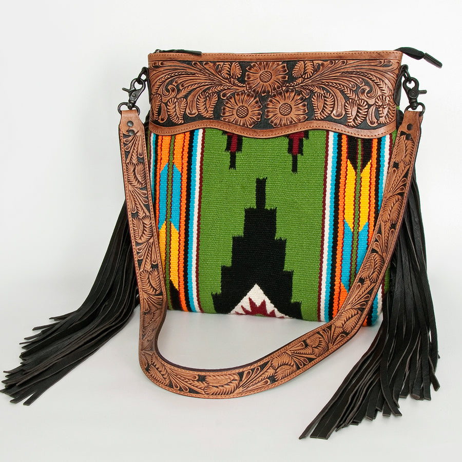 American Darling Signature Crossbody Hand Tooled Saddle Blanket Genuine Leather Women Bag Western Handbag Purse - Uhorse