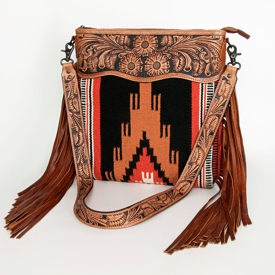 American Darling Signature Crossbody Hand Tooled Saddle Blanket Genuine Leather Women Bag Western Handbag Purse - Uhorse