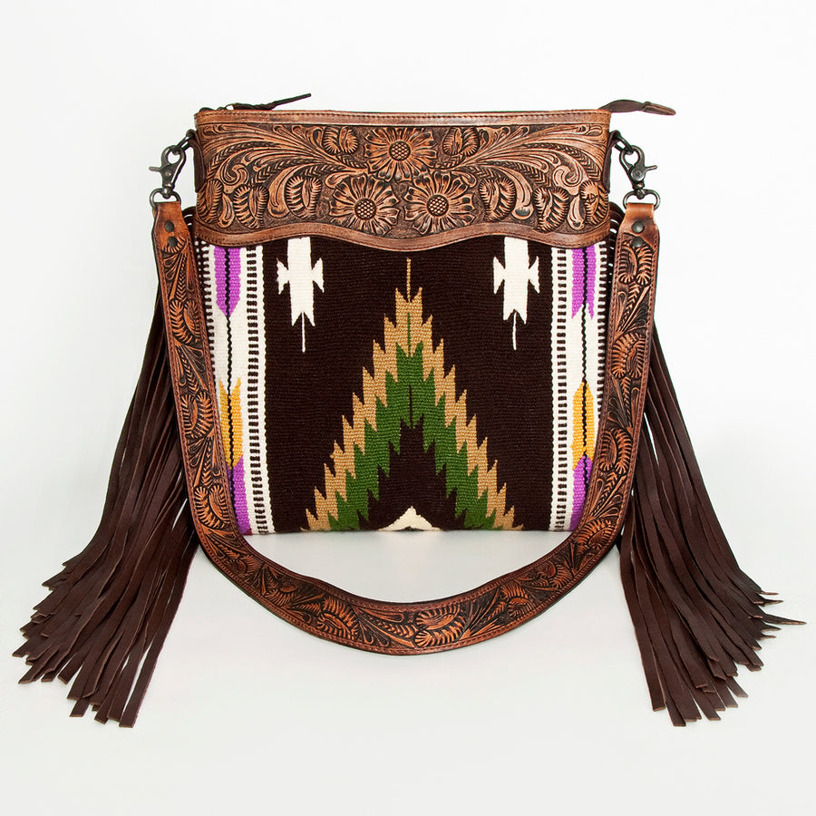 American Darling Signature Crossbody Hand Tooled Saddle Blanket Genuine Leather Western Women Bag Handbag Purse | for Cute