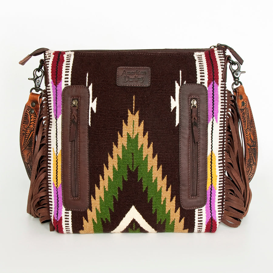 American Darling Signature Crossbody Hand Tooled Saddle Blanket Genuine Leather Western Women Bag Handbag Purse | for Cute