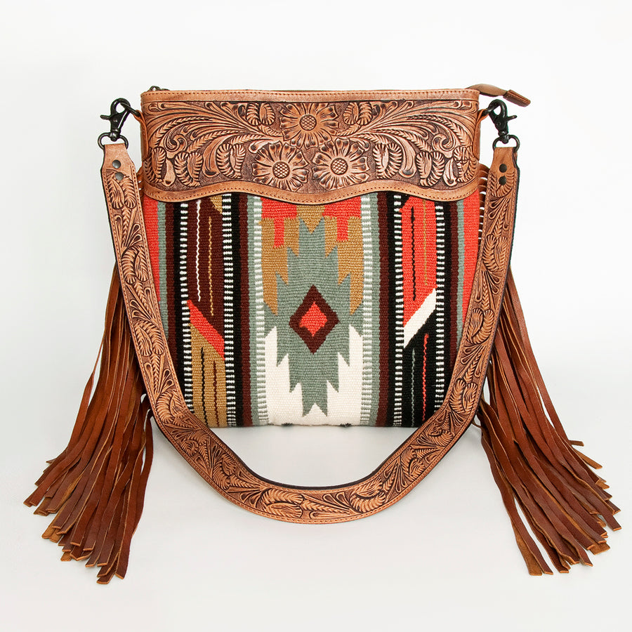 American Darling Signature Crossbody Hand Tooled Saddle Blanket Genuine Leather Women Bag Western Handbag Purse