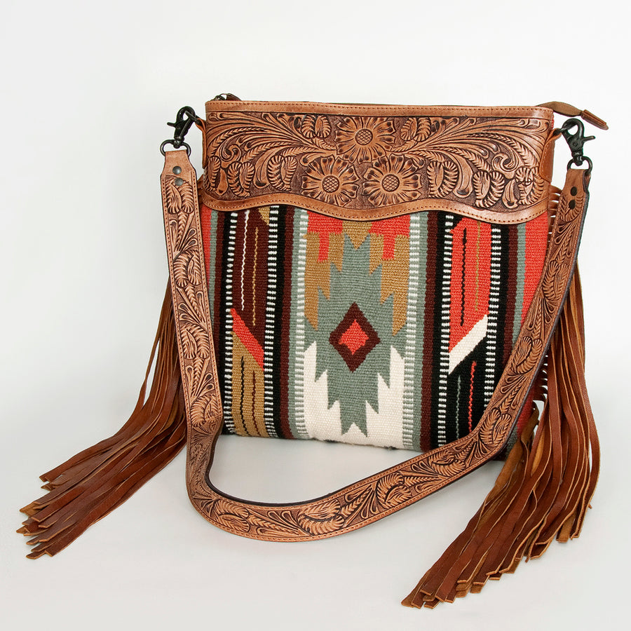 American Darling Signature Crossbody Hand Tooled Saddle Blanket Genuine Leather Women Bag Western Handbag Purse - Uhorse