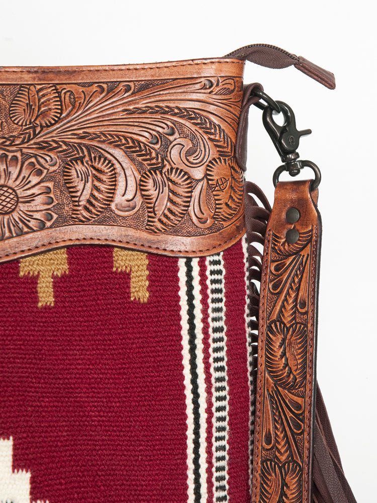 American Darling Signature Crossbody Hand Tooled Saddle Blanket Genuine Leather Western Women Bag Handbag Purse | for Cute