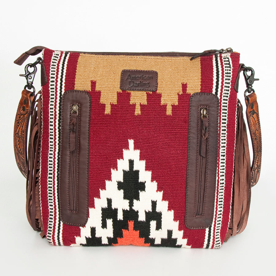 American Darling Signature Crossbody Hand Tooled Saddle Blanket Genuine Leather Western Women Bag Handbag Purse | for Cute