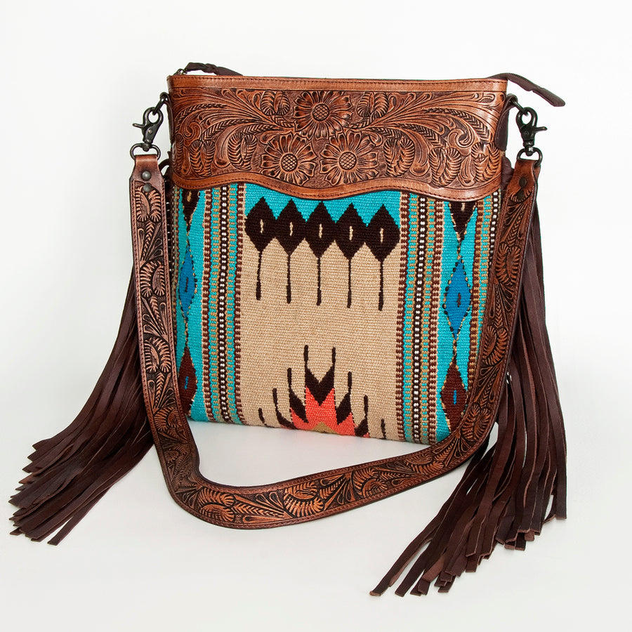 American Darling Signature Crossbody Hand Tooled Saddle Blanket Genuine Leather Women Bag Western Handbag Purse - Uhorse