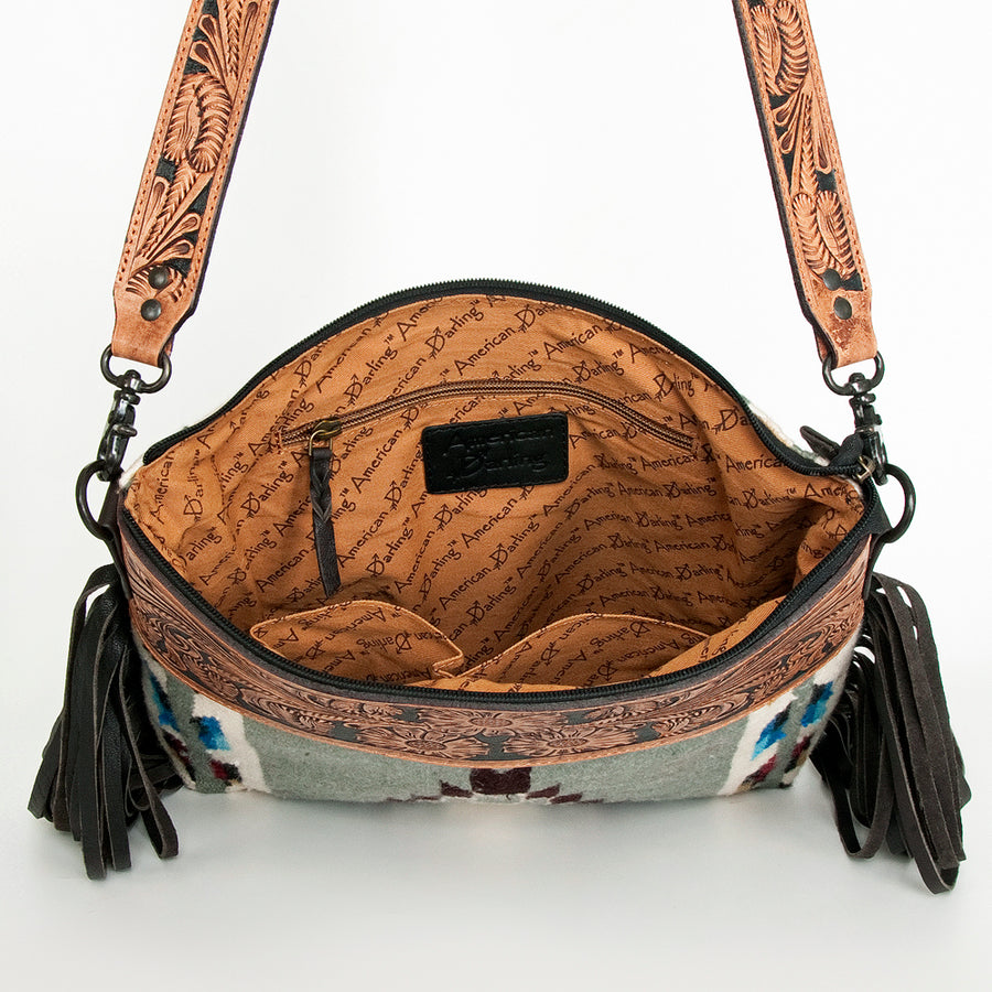 American Darling Signature Crossbody Hand Tooled Saddle Blanket Genuine Leather Women Bag Western Handbag Purse