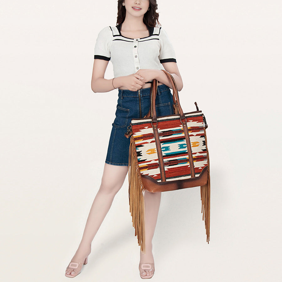 American Darling Women's Tote Bag Western Hair-On Genuine Leather Handbag and Ladies Purse