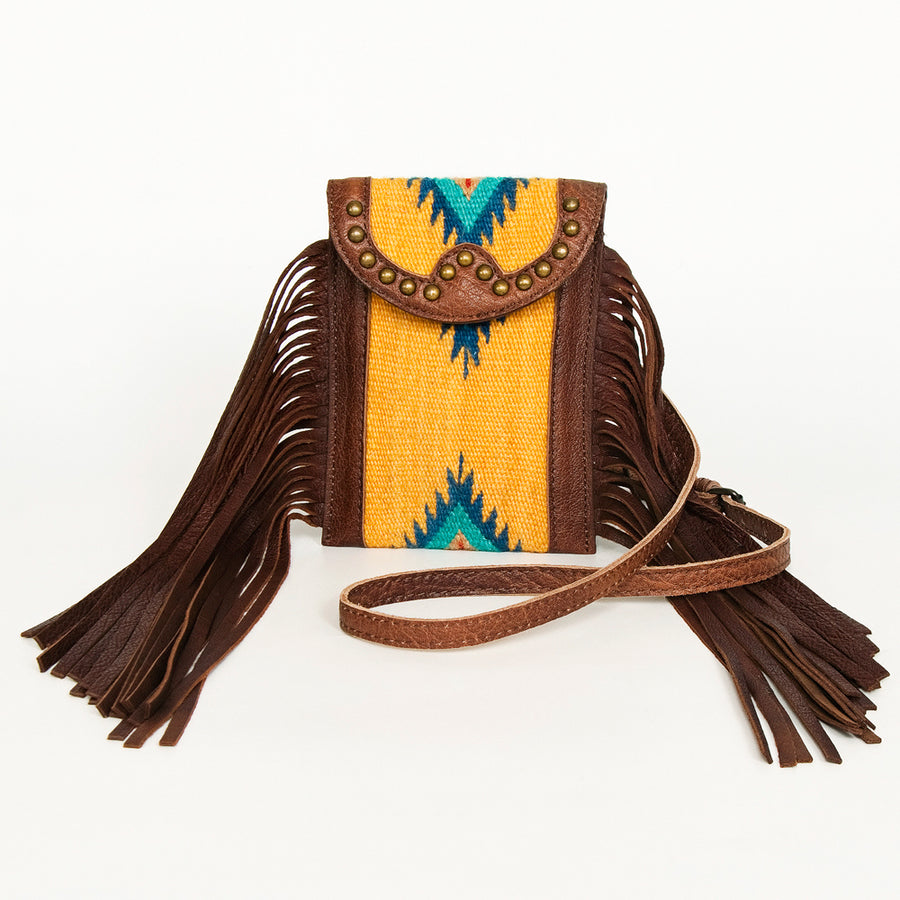 American Darling Cell phone holder, Hair-On Cowhide & Genuine Vegetable-Tanned Leather, Small Western Crossbody Purse