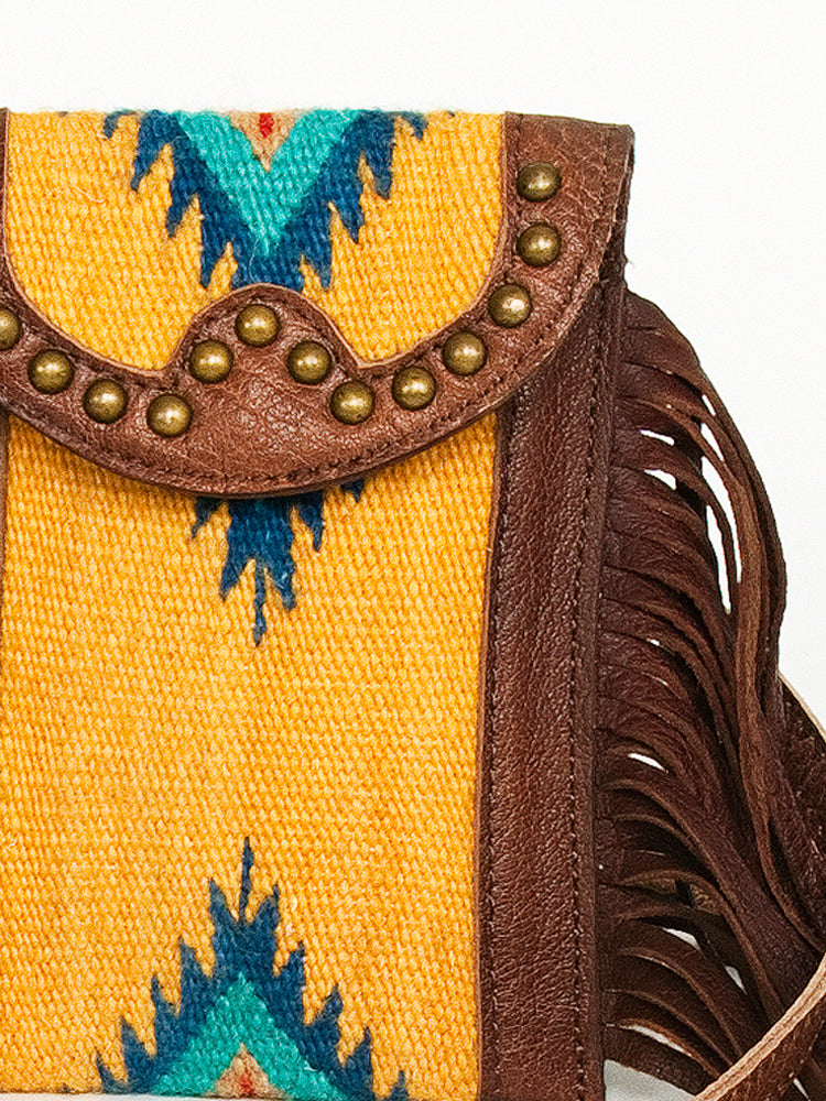 American Darling Cell phone holder, Hair-On Cowhide & Genuine Vegetable-Tanned Leather, Small Western Crossbody Purse