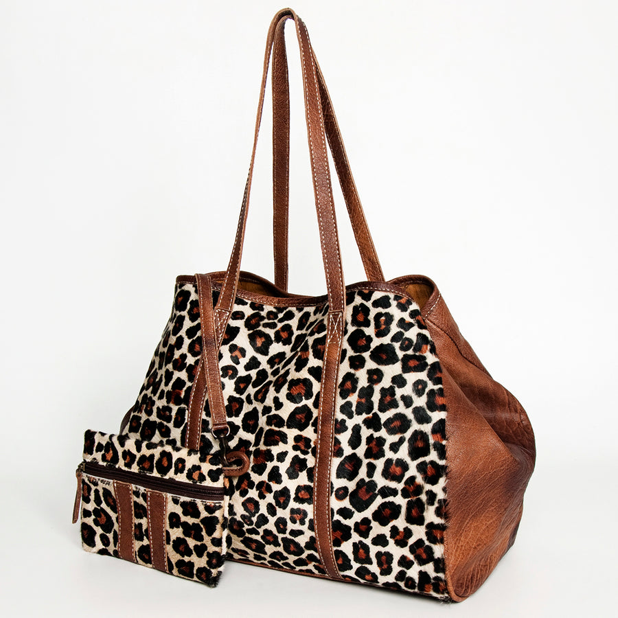 American Darling Hair-On Cowhide Tote Bag Set - Genuine Leather Western Handbag - Uhorse
