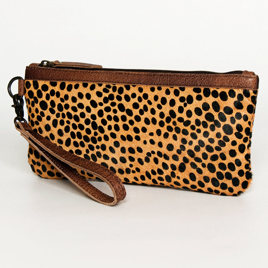 American Darling Western Leather Wristlet Bag with Printed Hair-On Cowhide - Uhorse