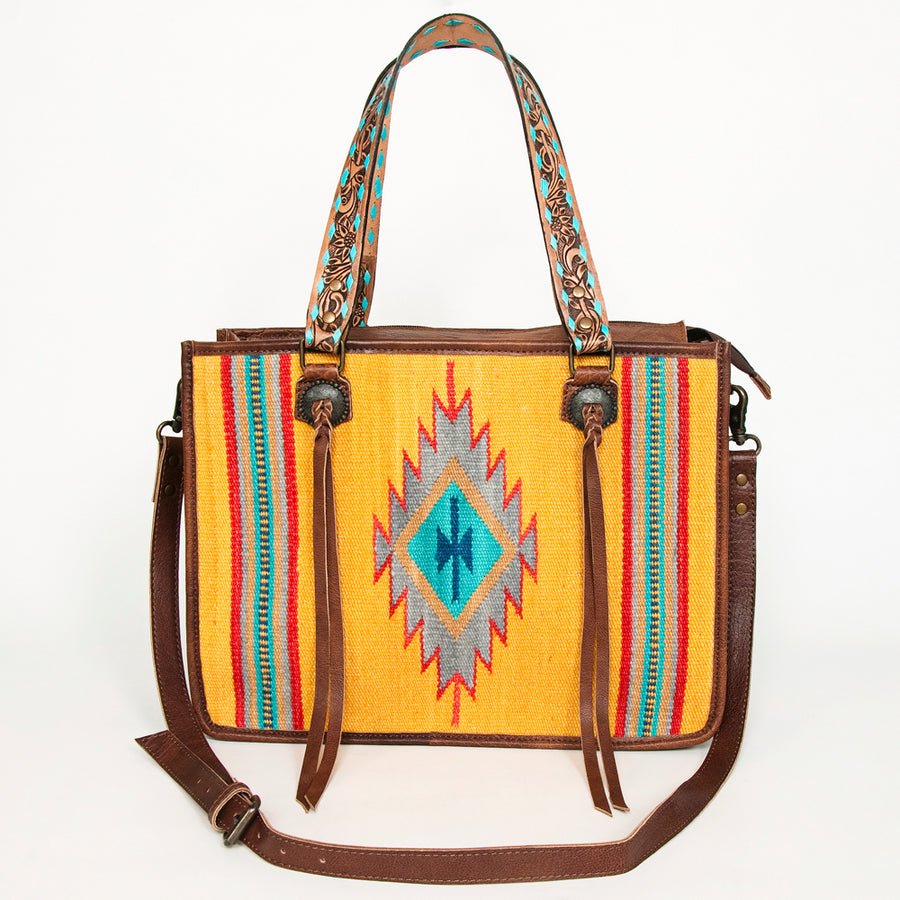 American Darling Women's Tote Bag Western Saddle Blanket Genuine Leather Handbag and Ladies Purse