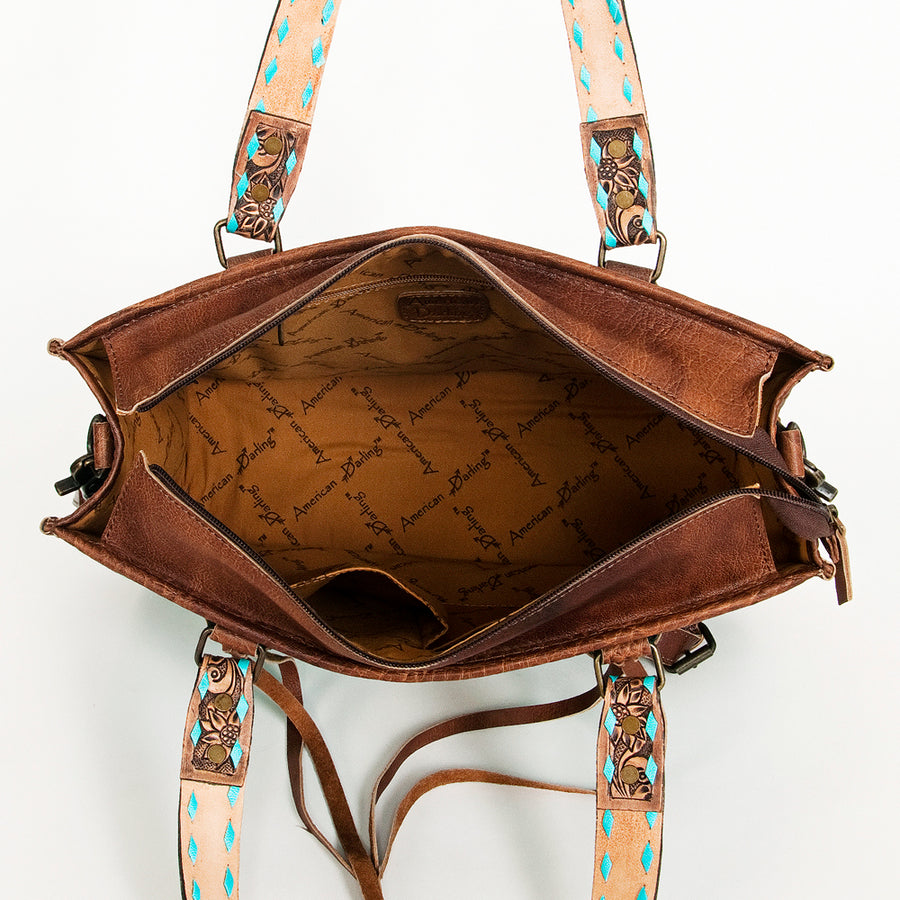 American Darling Women's Tote Bag Western Saddle Blanket Genuine Leather Handbag and Ladies Purse