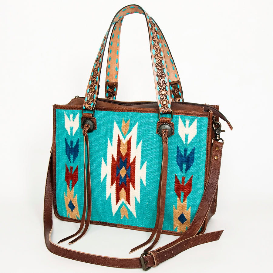 American Darling Women's Tote Bag Western Saddle Blanket Genuine Leather Handbag and Ladies Purse
