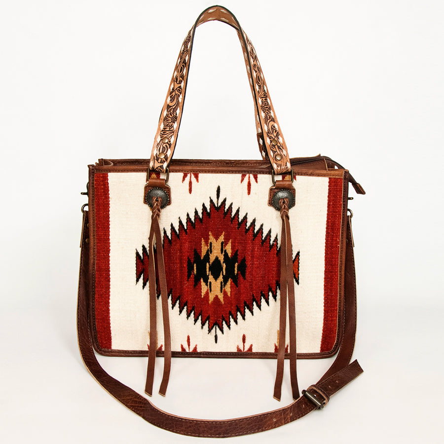 American Darling Women's Tote Bag Western Saddle Blanket Genuine Leather Handbag and Ladies Purse