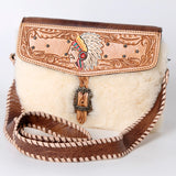 American Darling ADBG1037 Small Crossbody Hand Tooled Hair-On Genuine Leather Women Bag Western Handbag Purse