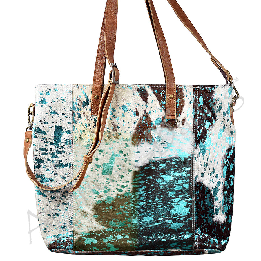 American Darling Hair-on Cowhide Tote Bag – Genuine Leather Western Handbag Adjustable Strap