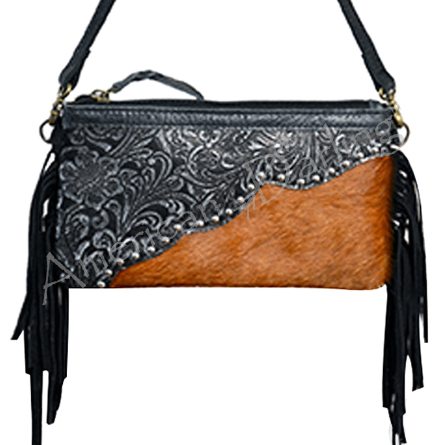 American Darling Cross Body Hand Tooled Hair On-Genuine Leather Western Women Bag Handbag Purse | Crossbody for Cute - Uhorse