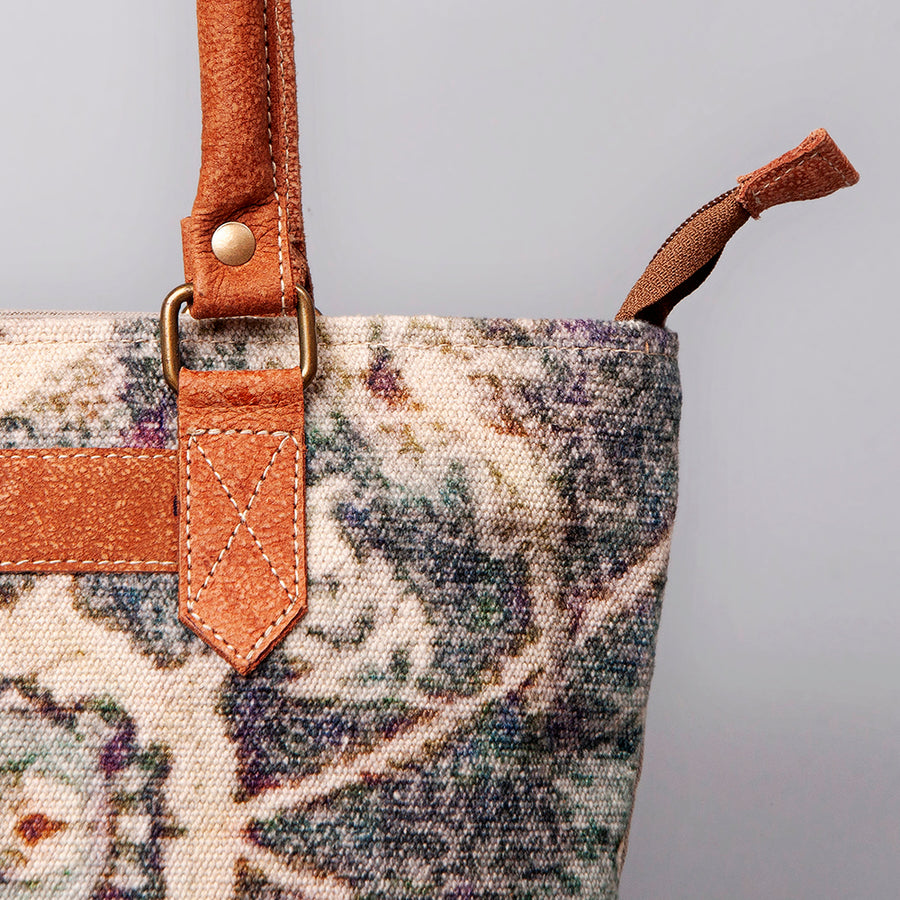 OHLAY KB462 TOTE Upcycled Canvas Hair-on Genuine Leather women bag western handbag purse