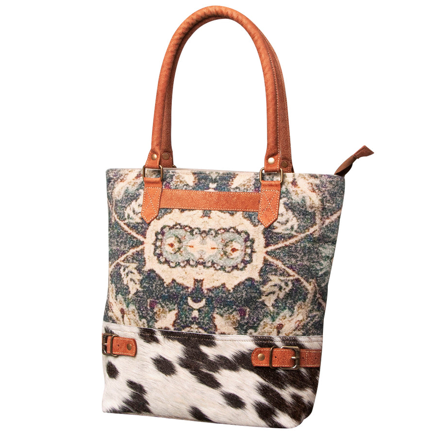 OHLAY KB462 TOTE Upcycled Canvas Hair-on Genuine Leather women bag by Hilason – Cowboy and equestrian accessories