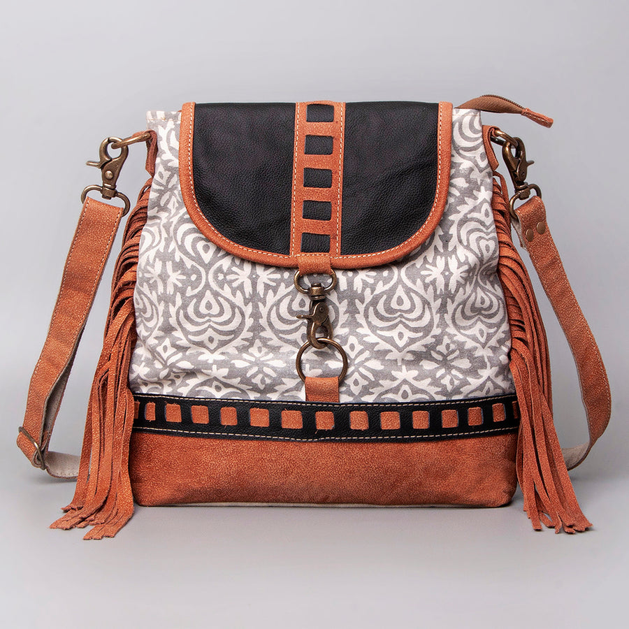 OHLAY Cross Body Upcycled Canvas Genuine Leather Women's Bag Western Handbag Purse | Womens Handbags Belt for Women Summer