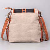 OHLAY KB463 Cross Body Upcycled Canvas Genuine Leather women bag western handbag purse