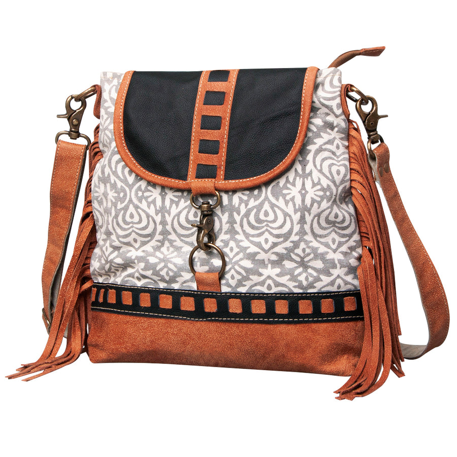 OHLAY KB463 Cross Body Upcycled Canvas Genuine Leather women bag by Hilason – Cowboy and equestrian accessories