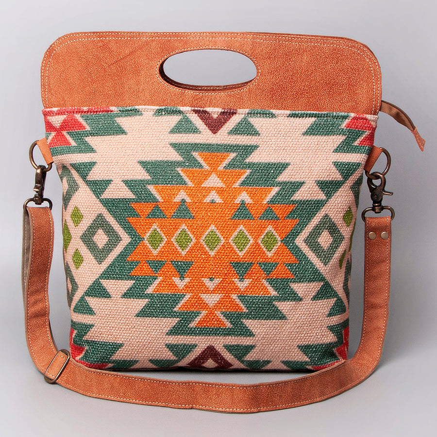 OHLAY CrossBody Upcycled Wool Canvas Genuine Leather Women Bag Western Handbag Purse | Womens Handbags Belt for Purses Summer