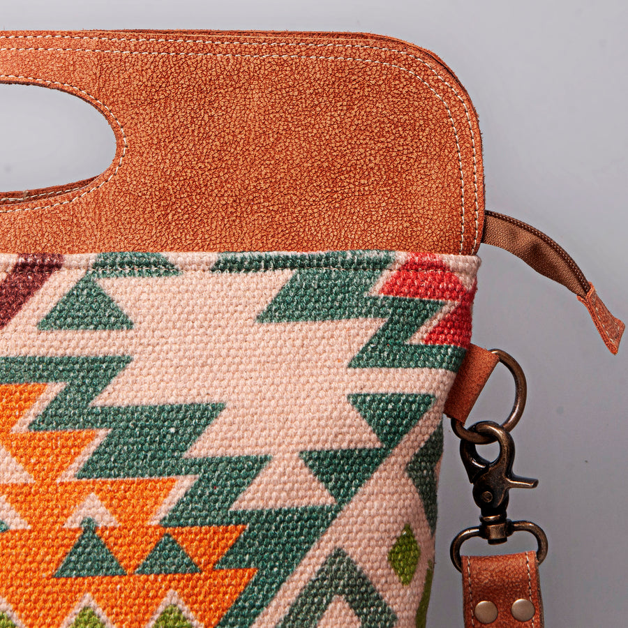 OHLAY CrossBody Upcycled Wool Canvas Genuine Leather Women Bag Western Handbag Purse | Womens Handbags Belt for Purses Summer