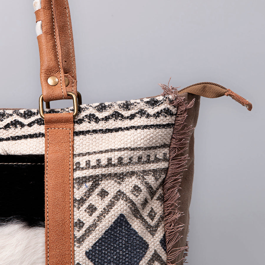 OHLAY Weekender Upcycled Wool Canvas Hair-On Genuine Leather Women Bag Western Handbag Purse Womens Handbags Belt for Summer