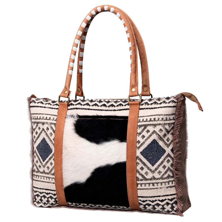 OHLAY WEEKENDER Upcycled Wool Upcycled Canvas Hair-on Genuine Leather women bag western handbag purse - Uhorse