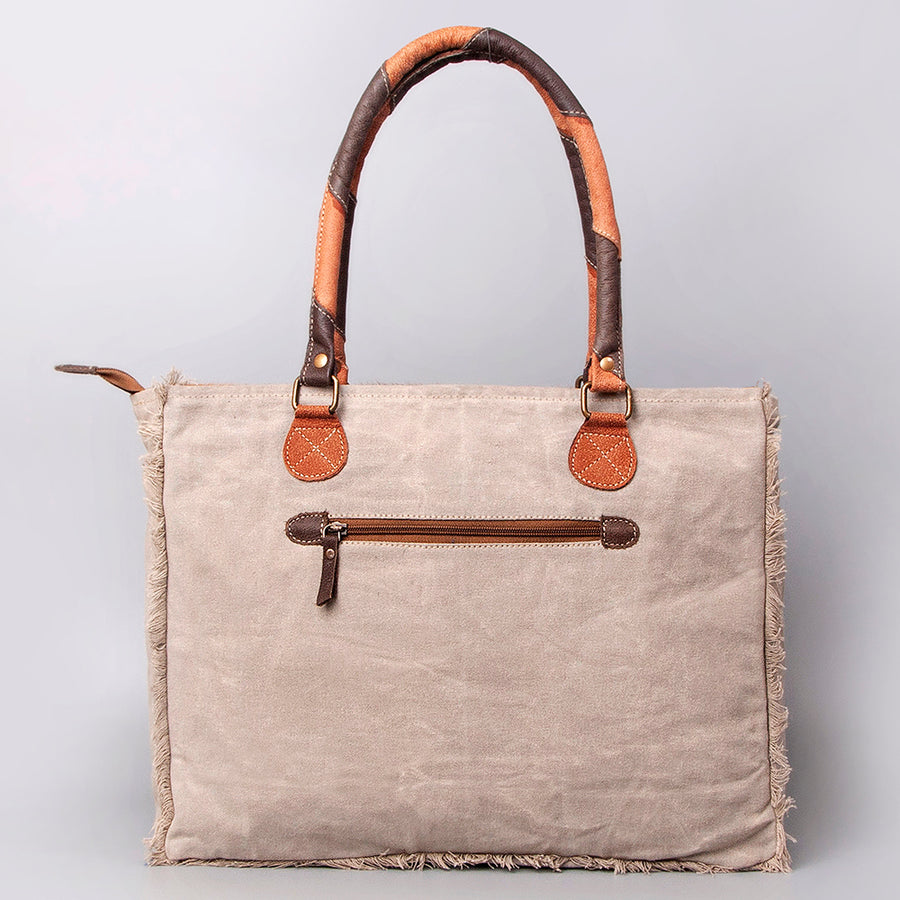 OHLAY KB472 TOTE Upcycled Wool Canvas Embossed Hair-on Genuine Leather women bag western handbag purse