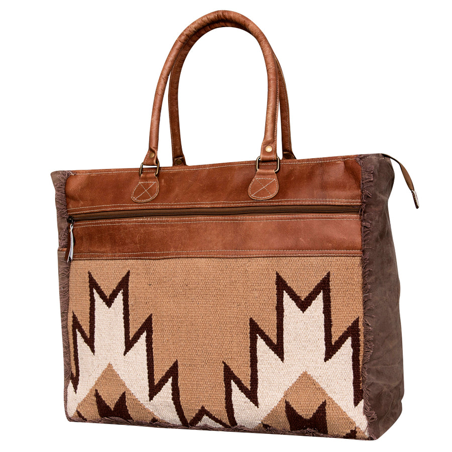 OHLAY KB473 TOTE Upcycled Wool Canvas Genuine Leather women bag by Hilason – Cowboy and equestrian accessories
