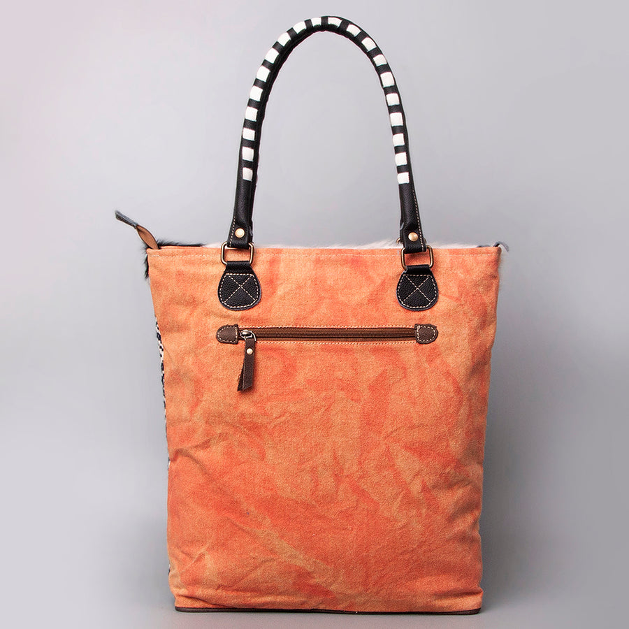 OHLAY KB475 TOTE Upcycled Wool Canvas Embossed Hair-on Genuine Leather women bag western handbag purse