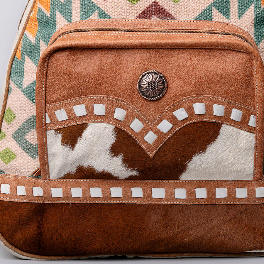 OHLAY Cross Body Upcycled Wool Canvas Hair-On Genuine Leather Women Bag Western Handbag Purse Womens Handbags Belt for Summer