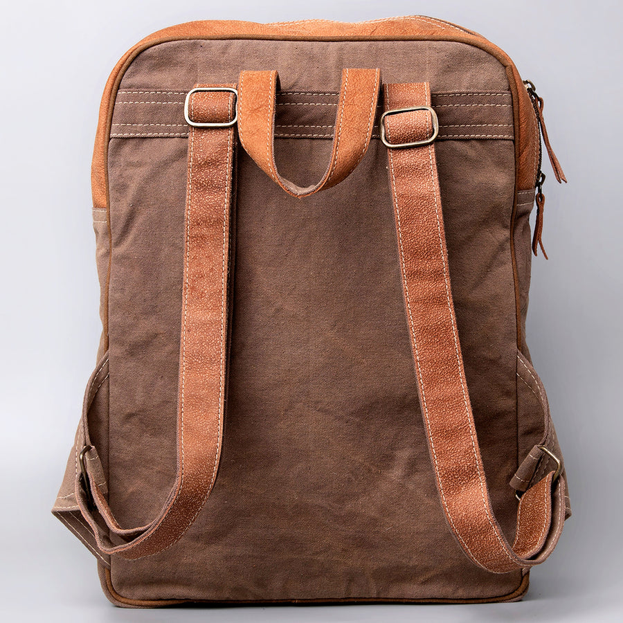 OHLAY Backpack Bag Leather and Upcycled Canvas Ladies | Women Western Handbag Belt for Womens Summer