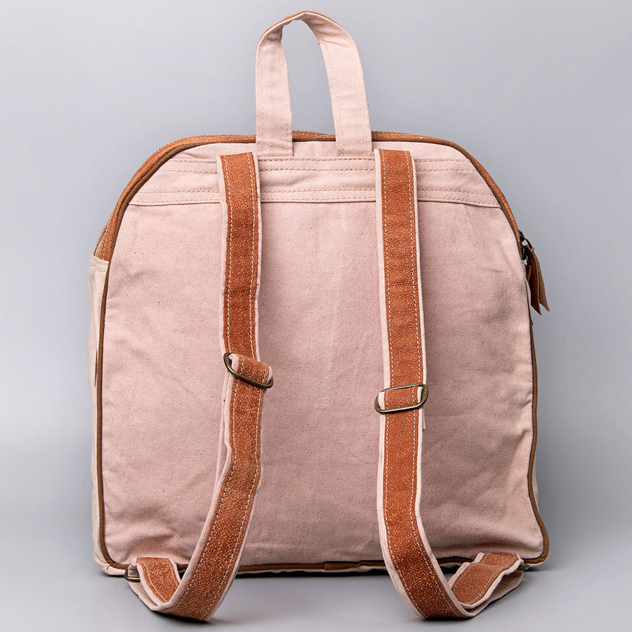 OHLAY Backpack Upcycled Canvas Hair-On Genuine Leather Women Bag Western Handbag Purse Womens Handbags Belt for Purses Summer