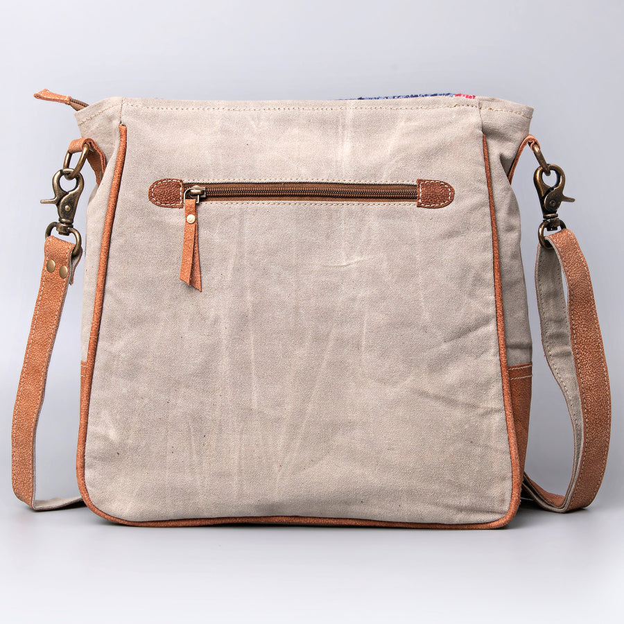 OHLAY Cross Body Upcycled Wool Canvas Hair-On Genuine Leather Women Bag Western Handbag Purse Womens Handbags Belt for Summer