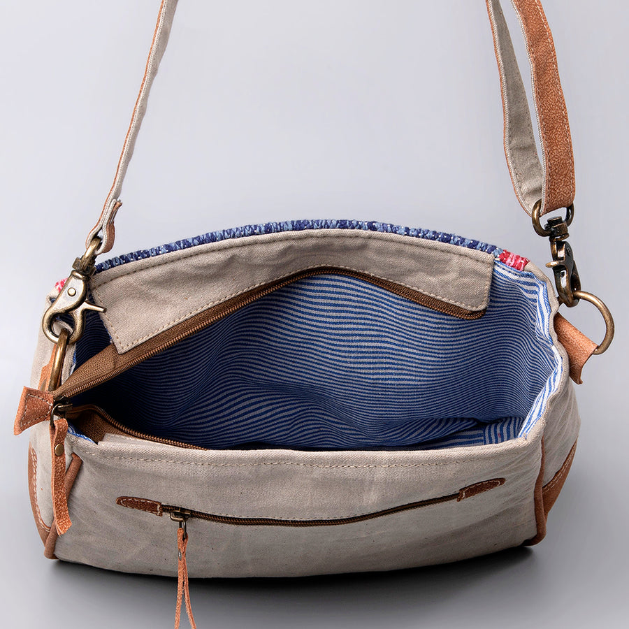 OHLAY Cross Body Upcycled Wool Canvas Hair-On Genuine Leather Women Bag Western Handbag Purse Womens Handbags Belt for Summer