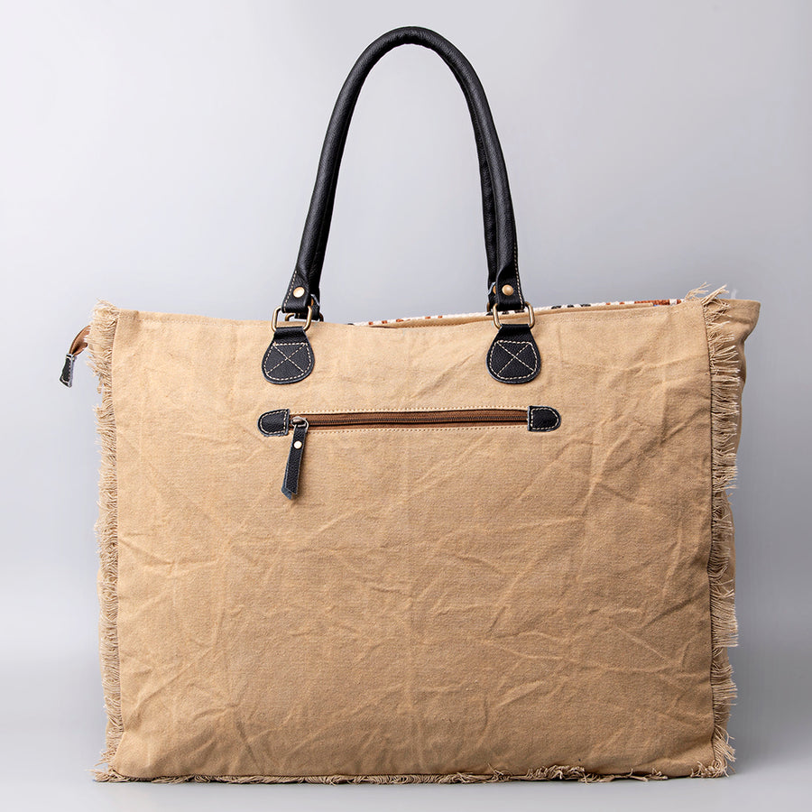 OHLAY KB484 TOTE Upcycled Wool Canvas Embossed Genuine Leather women bag western handbag purse