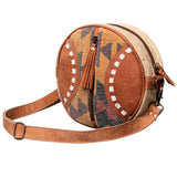 OHLAY KB485 Canteen Upcycled Canvas Genuine Leather women bag western handbag purse