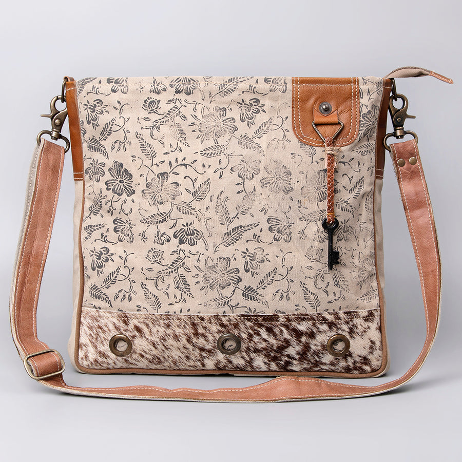 OHLAY Cross Body Upcycled Canvas Hair-On Genuine Leather Women Bag Western Handbag | Womens Handbags Belt for Summer
