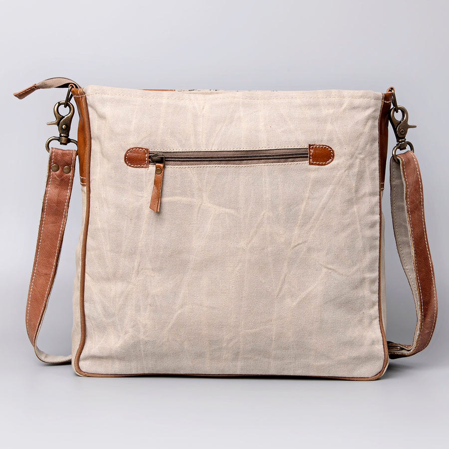 OHLAY Cross Body Upcycled Canvas Hair-On Genuine Leather Women Bag Western Handbag | Womens Handbags Belt for Summer