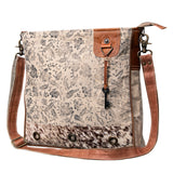 OHLAY KB486 Cross Body Upcycled Canvas Hair-On Genuine Leather women bag western handbag purse