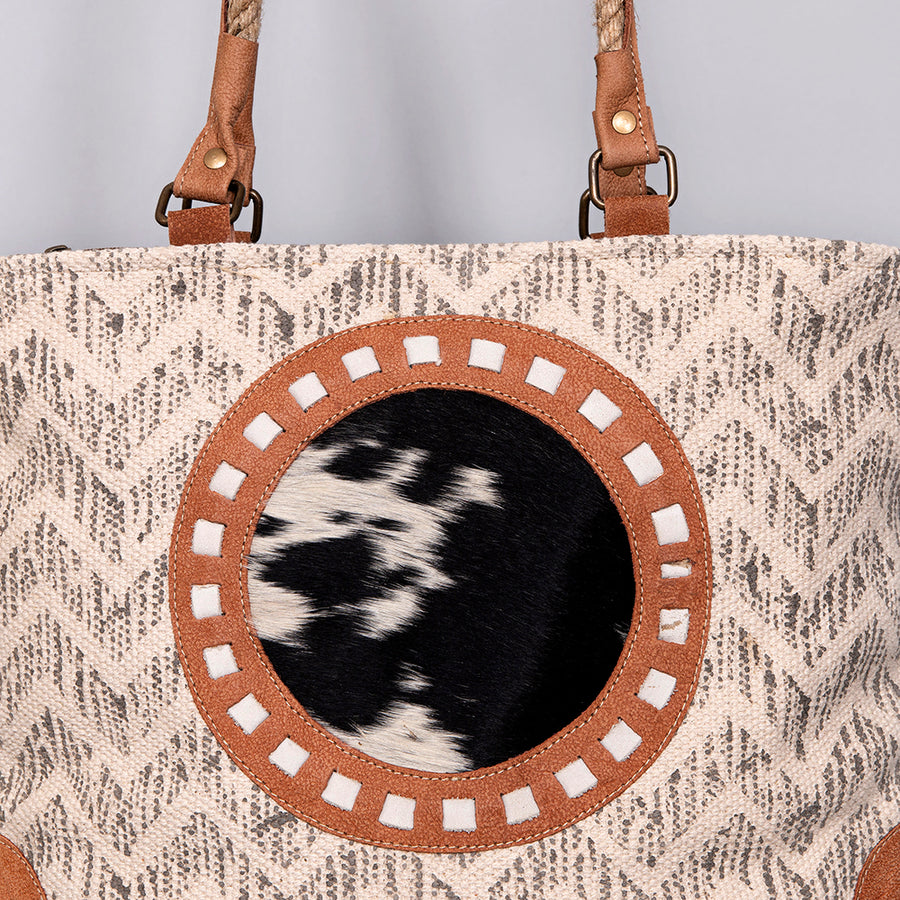 OHLAY KB487 TOTE Upcycled Wool Canvas Hair-on Genuine Leather women bag western handbag purse