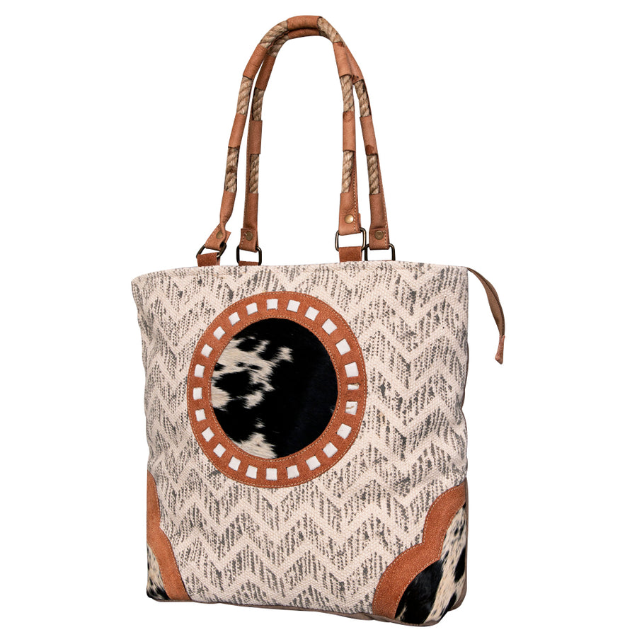 OHLAY KB487 TOTE Upcycled Wool Canvas Hair-on Genuine Leather women by Hilason – Cowboy and equestrian accessories